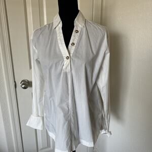 Maeve Anthropologie Women’s White Button Front Blouse Long Sleeve NWT $98